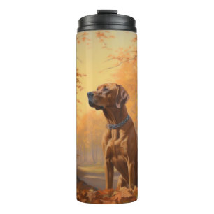 Rhodesian Ridgeback in herfstbladeren val inspirer Thermosbeker