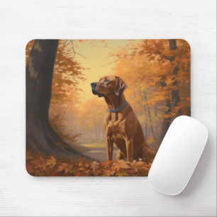 Rhodesian Ridgeback in herfstbladeren vallen insp Muismat