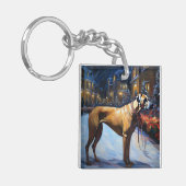 Rhodesian Ridgeback Kerst Feestelijke Periode Sleutelhanger (Voorkant Links)