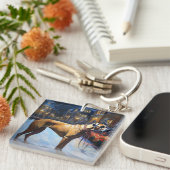 Rhodesian Ridgeback Kerst Feestelijke Periode Sleutelhanger (Voorkant Rechts)