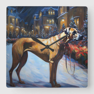 Rhodesian Ridgeback Kerst Feestelijke Periode Vierkante Klok