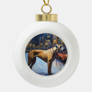 Rhodesian Ridgeback Kerst Feestseizoen Keramische Bal Ornament