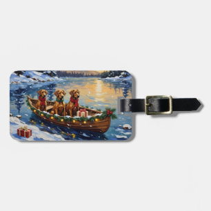 Rhodesian Ridgeback Kerstboot Vakantie Bagagelabel