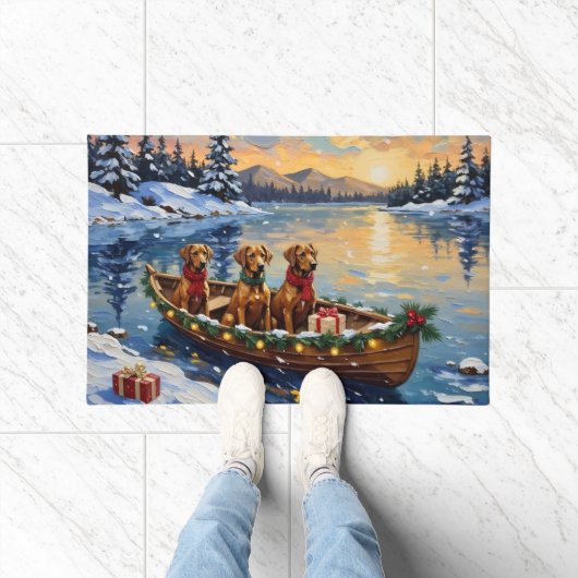 Rhodesian Ridgeback Kerstboot Vakantie Deurmat (Binnen)
