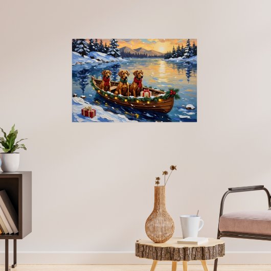 Rhodesian Ridgeback Kerstboot Vakantie Poster (Woonkamer 3)
