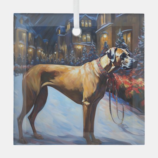 Rhodesian Ridgeback Kerstfeest Seizoen Glas Ornament (Voorkant)