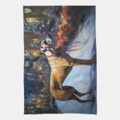 Rhodesian Ridgeback Kerstfeest Seizoen Theedoek (Verticaal)