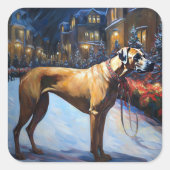 Rhodesian Ridgeback Kerstfeest Seizoen Vierkante Sticker (Voorkant)