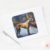 Rhodesian Ridgeback Kerstfeest Seizoen Vierkante Sticker (Envelop)