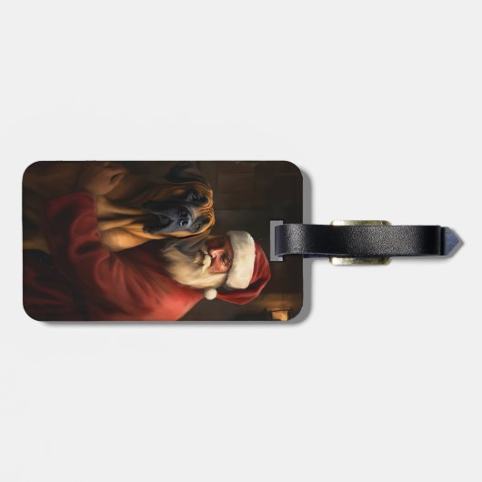 Rhodesian Ridgeback Kerstman Feestelijke Kerstmis Bagagelabel (Achterkant horizontaal)