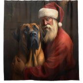 Rhodesian Ridgeback Kerstman Feestelijke Kerstmis Douchegordijn (Voorkant)