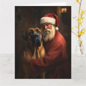 Rhodesian Ridgeback Kerstman Feestelijke Kerstmis Kaart (Gele Bloem)