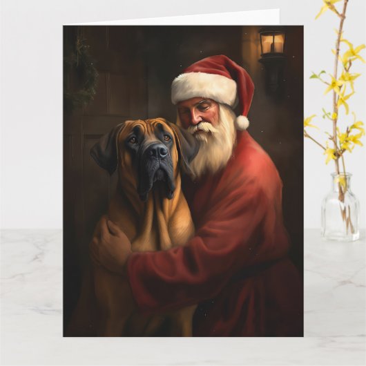 Rhodesian Ridgeback Kerstman Feestelijke Kerstmis Kaart (Gele Bloem)