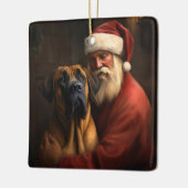 Rhodesian Ridgeback Kerstman Feestelijke Kerstmis Keramisch Ornament (Links)