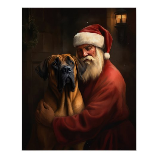 Rhodesian Ridgeback Kerstman Feestelijke Kerstmis Perfect Poster (Voorkant)