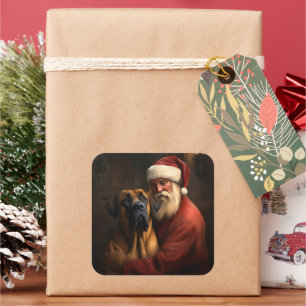 Rhodesian Ridgeback Kerstman Feestelijke Kerstmis Vierkante Sticker