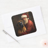 Rhodesian Ridgeback Kerstman Feestelijke Kerstmis Vierkante Sticker (Envelop)