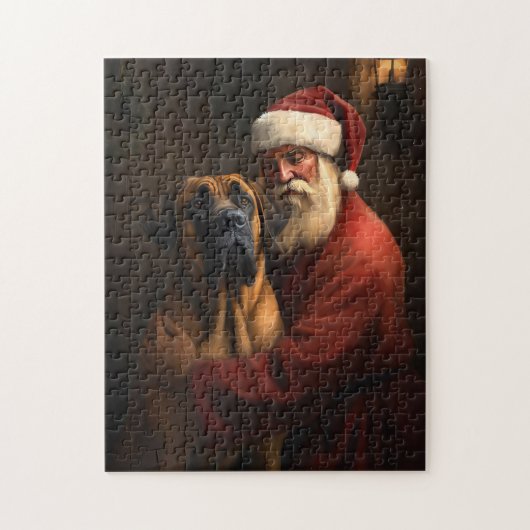 Rhodesian Ridgeback Kerstman Festive Kerstmis Legpuzzel (Verticaal)