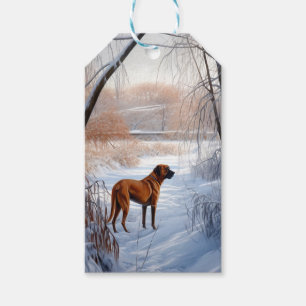 Rhodesian Ridgeback laat het sneeuwen Kerstmis Cadeaulabel