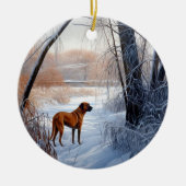 Rhodesian Ridgeback laat het sneeuwen Kerstmis Keramisch Ornament (Voorkant)