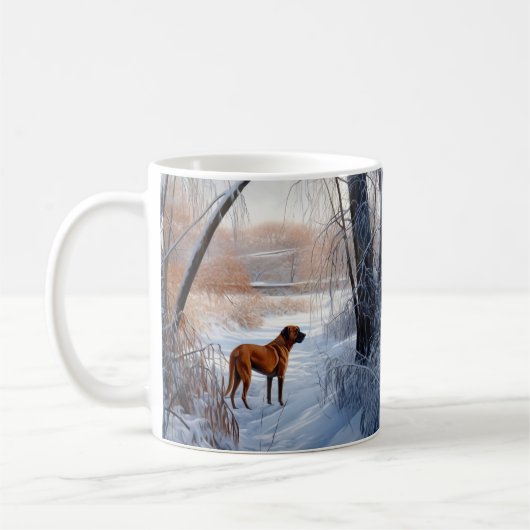 Rhodesian Ridgeback laat het sneeuwen Kerstmis Koffiemok (Links)