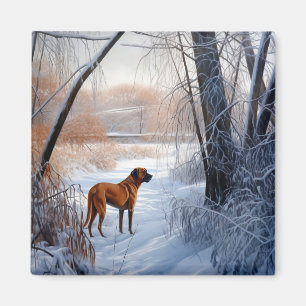 Rhodesian Ridgeback laat het sneeuwen Kerstmis Magneet
