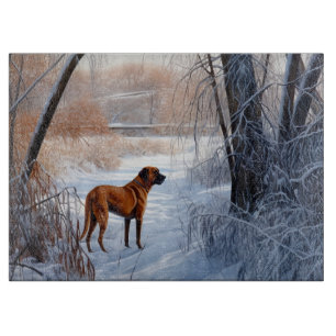 Rhodesian Ridgeback laat het sneeuwen Kerstmis Snijplank