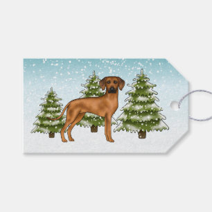 Rhodesian Ridgeback Leeuw Hond Sneeuw Winterse Bos Cadeaulabel