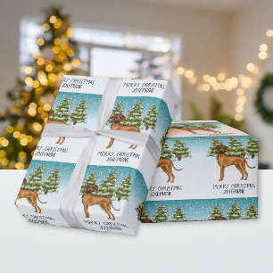 Rhodesian Ridgeback Leeuw Hond Sneeuw Winterse Bos Cadeaupapier