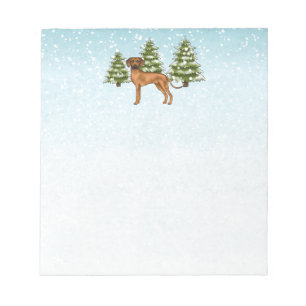Rhodesian Ridgeback Leeuw Hond Sneeuw Winterse Bos Notitieblok