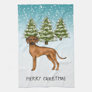 Rhodesian Ridgeback Leeuw Hond Sneeuw Winterse Bos Theedoek