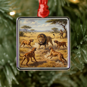 Rhodesian Ridgeback Leeuw Honden Kunst Metalen Ornament