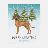 Rhodesian Ridgeback met tekst Snowy Winter Forest Fleece Deken (Voorkant)