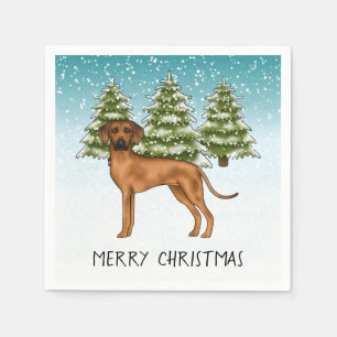 Rhodesian Ridgeback met tekst Snowy Winter Forest Servet