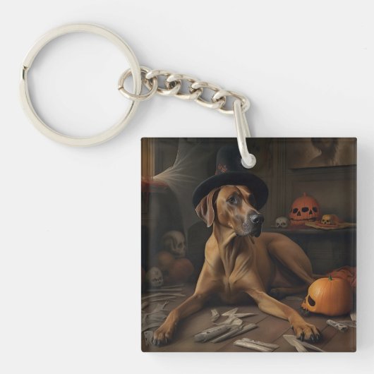 Rhodesian Ridgeback Pumpkins Halloween Scary Sleutelhanger (Voorkant)