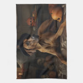 Rhodesian Ridgeback Pumpkins Halloween Scary Theedoek (Verticaal)