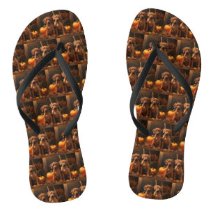 Rhodesian Ridgeback Pup Autumn Delight Pompoen Teenslippers