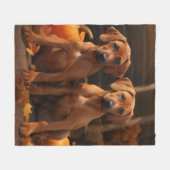 Rhodesian Ridgeback Puppy Herfst Delight Pompoen Fleece Deken (Voorkant (Horizontaal))
