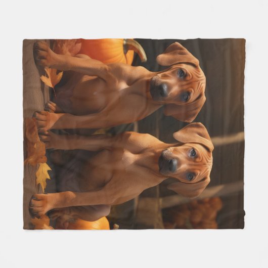 Rhodesian Ridgeback Puppy Herfst Delight Pompoen Fleece Deken (Voorkant (Horizontaal))
