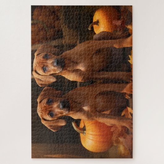 Rhodesian Ridgeback Puppy Herfst Delight Pompoen Legpuzzel (Verticaal)