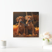 Rhodesian Ridgeback Puppy Herfst Delight Pompoen Vierkante Klok (Huis)