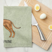 Rhodesian Ridgeback Schattige Bruine Hond Met Naam Theedoek (Quarter Fold)