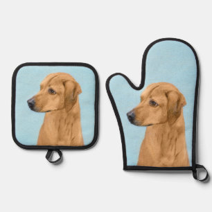 Rhodesian Ridgeback Schilderij Red Wheaten Dog Art Ovenwant & Pannenlap Set
