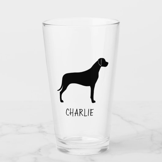Rhodesian Ridgeback Silhouette Ridgie Dog Aangepas Glas (Voorkant)