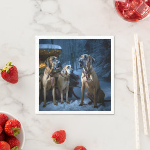 Rhodesian Ridgeback Sneeuw Slede Kerst Decoratie Servet