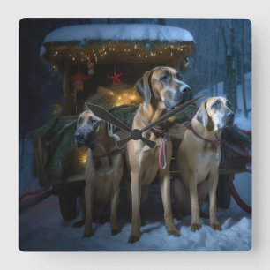 Rhodesian Ridgeback Sneeuw slee Christmas decorati Vierkante Klok