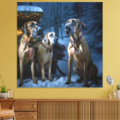 Rhodesian Ridgeback Snowy Sleigh Kerstdecoratie Canvas Afdruk (Insitu (Woonkamer))