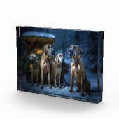Rhodesian Ridgeback Snowy Sleigh Kerstdecoratie Fotoblokken (Rechts)