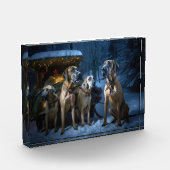 Rhodesian Ridgeback Snowy Sleigh Kerstdecoratie Fotoblokken (Links)