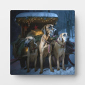 Rhodesian Ridgeback Snowy Sleigh Kerstdecoratie Fotoplaat (Voorkant)